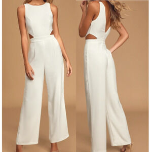 LULU'S XL Moments to Remember White Sleeveless Wide-Leg Cutout Jumpsuit NEW 0B5
